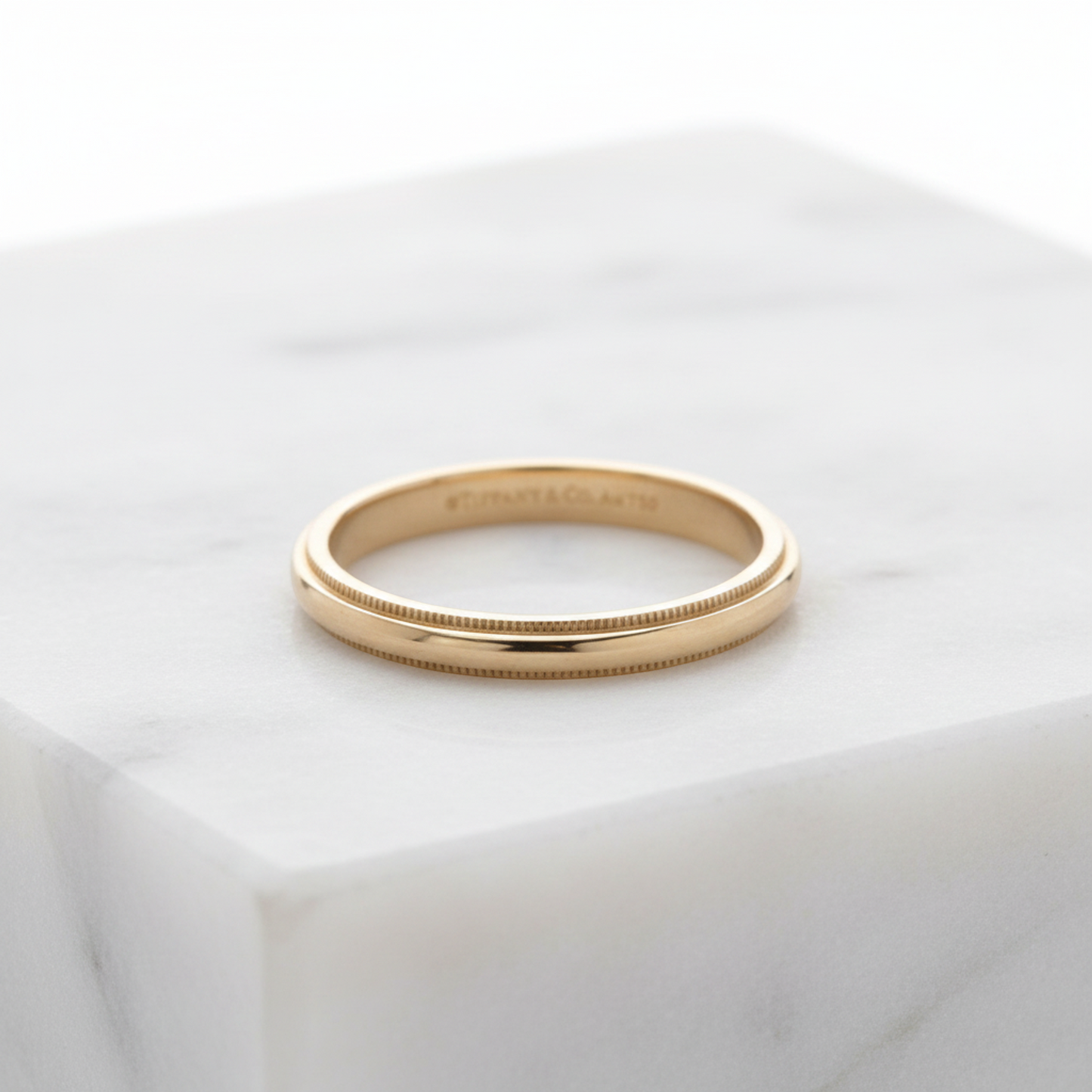 Tiffany Milgrain Band Ring Pink Gold (18K) Fashion No Stone Band Ring Pink Gold