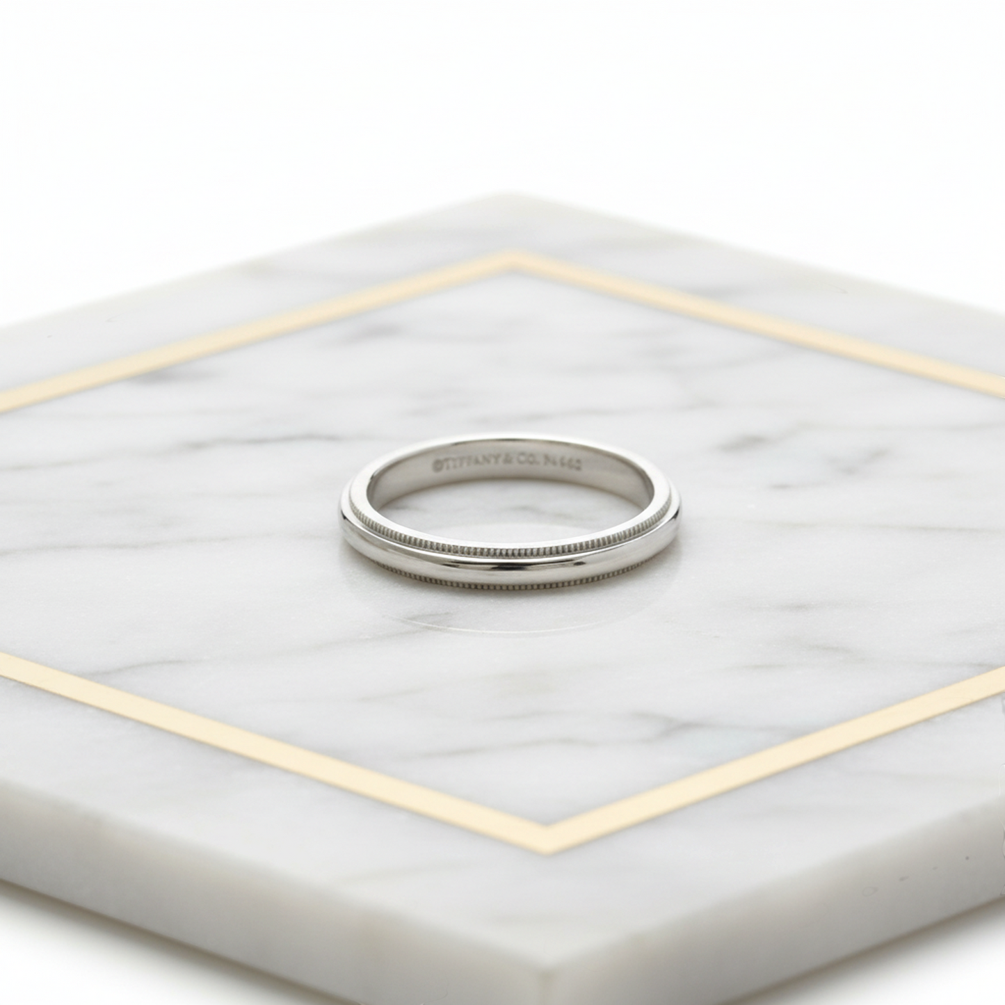 TIFFANY Milgrain Band Ring Platinum Fashion No Stone Polished
