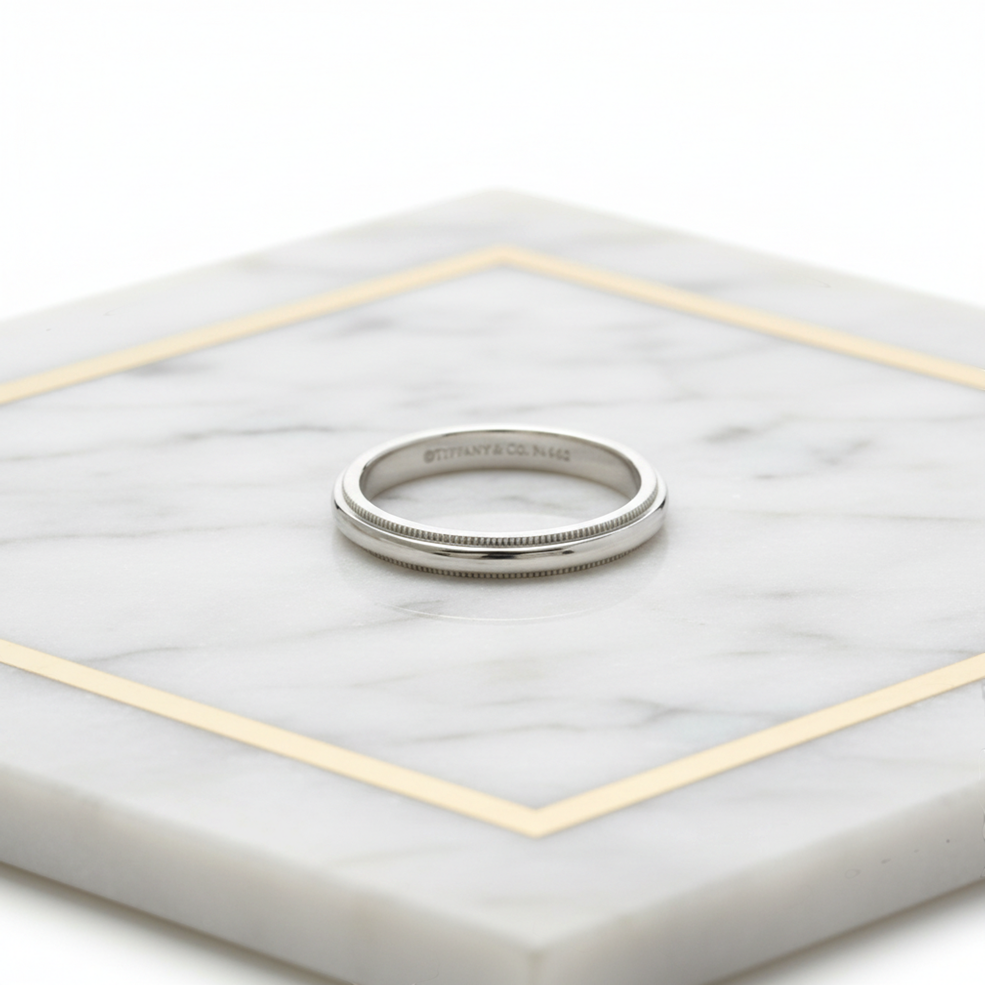 TIFFANY Milgrain Band Ring Platinum Fashion No Stone Polished