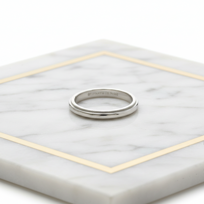 TIFFANY Milgrain Band Ring Platinum Fashion No Stone Polished