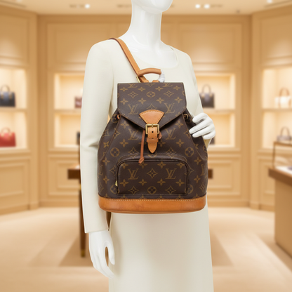 Louis Vuitton Monogram Montsouris MM M51136 Women's Backpack Brown