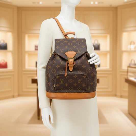 Louis Vuitton Monogram Montsouris MM M51136 Women's Backpack Brown