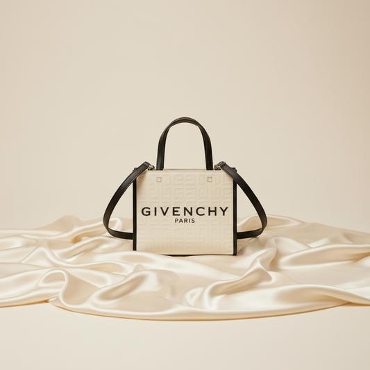 Givenchy G Tote Mini Bag BB50N0B1H1 105 Women's Canvas,Leather Handbag,Shoulder Bag Black,Light Beige