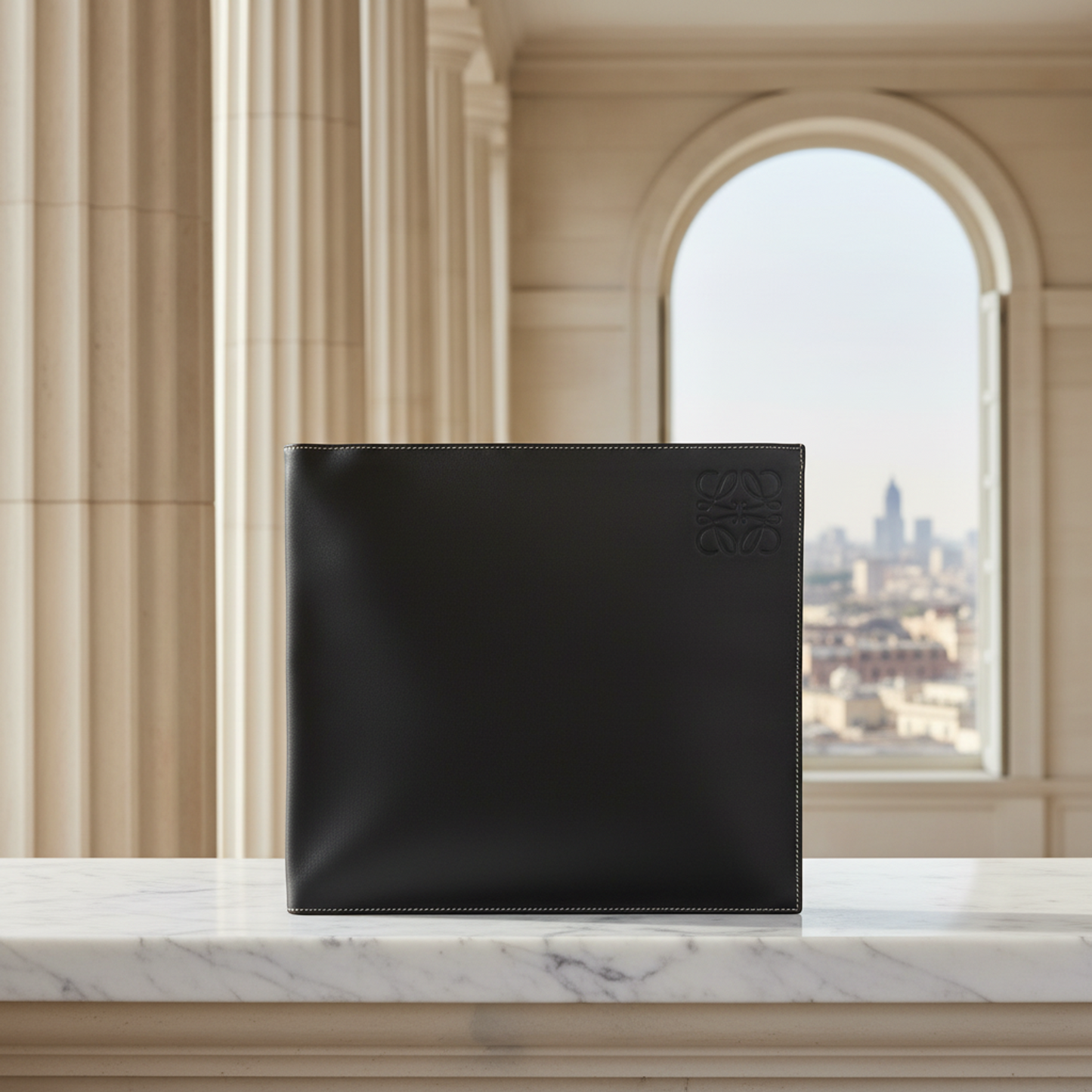 Loewe Anagram Men,Women Leather Clutch Bag Black