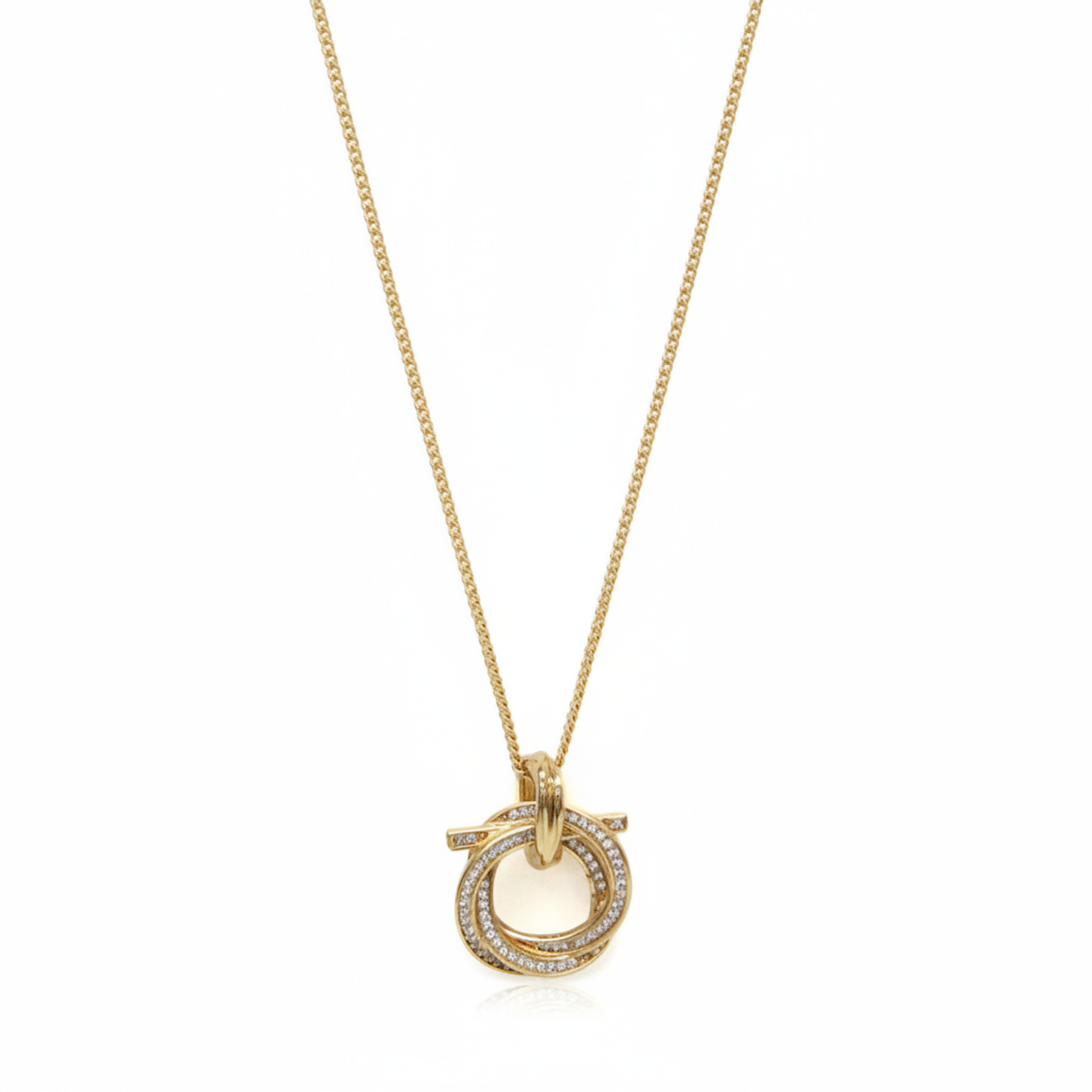 Salvatore Ferragamo Gancini 760609 Gold Plating Rhinestone Women,Men Fashion Pendant Necklace (Gold)