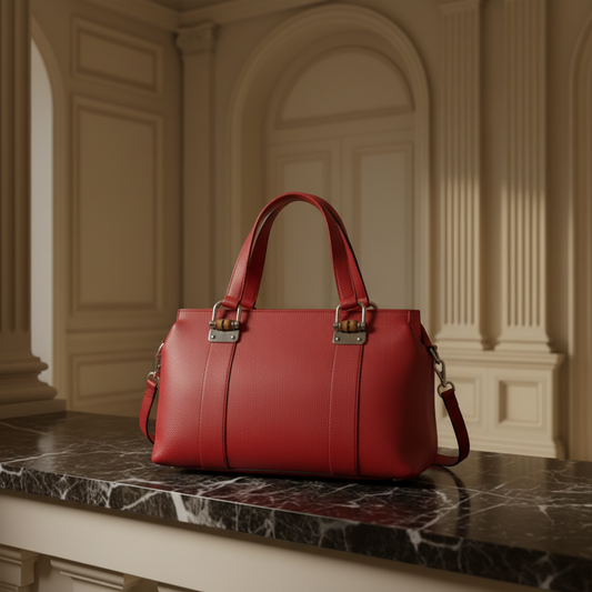 Gucci Bamboo 355772 Women's Leather Handbag,Shoulder Bag Red Color
