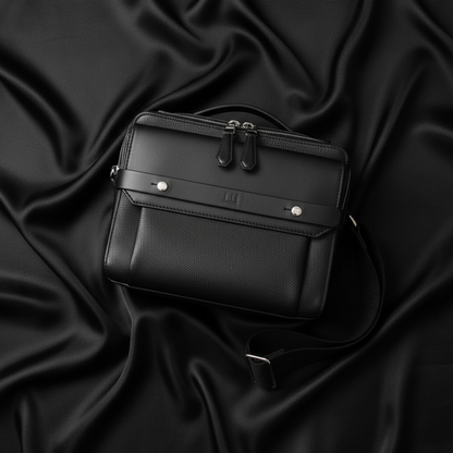 Dunhill Harness 1893 Top Handle Bag Men's Leather Handbag,Shoulder Bag Black