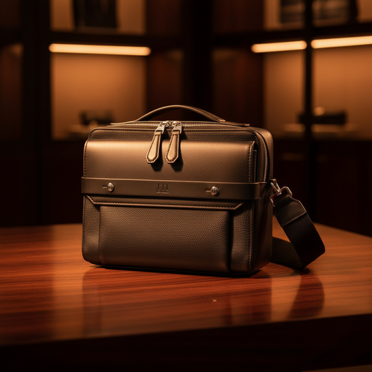 Dunhill Harness 1893 Top Handle Bag Men's Leather Handbag,Shoulder Bag Black