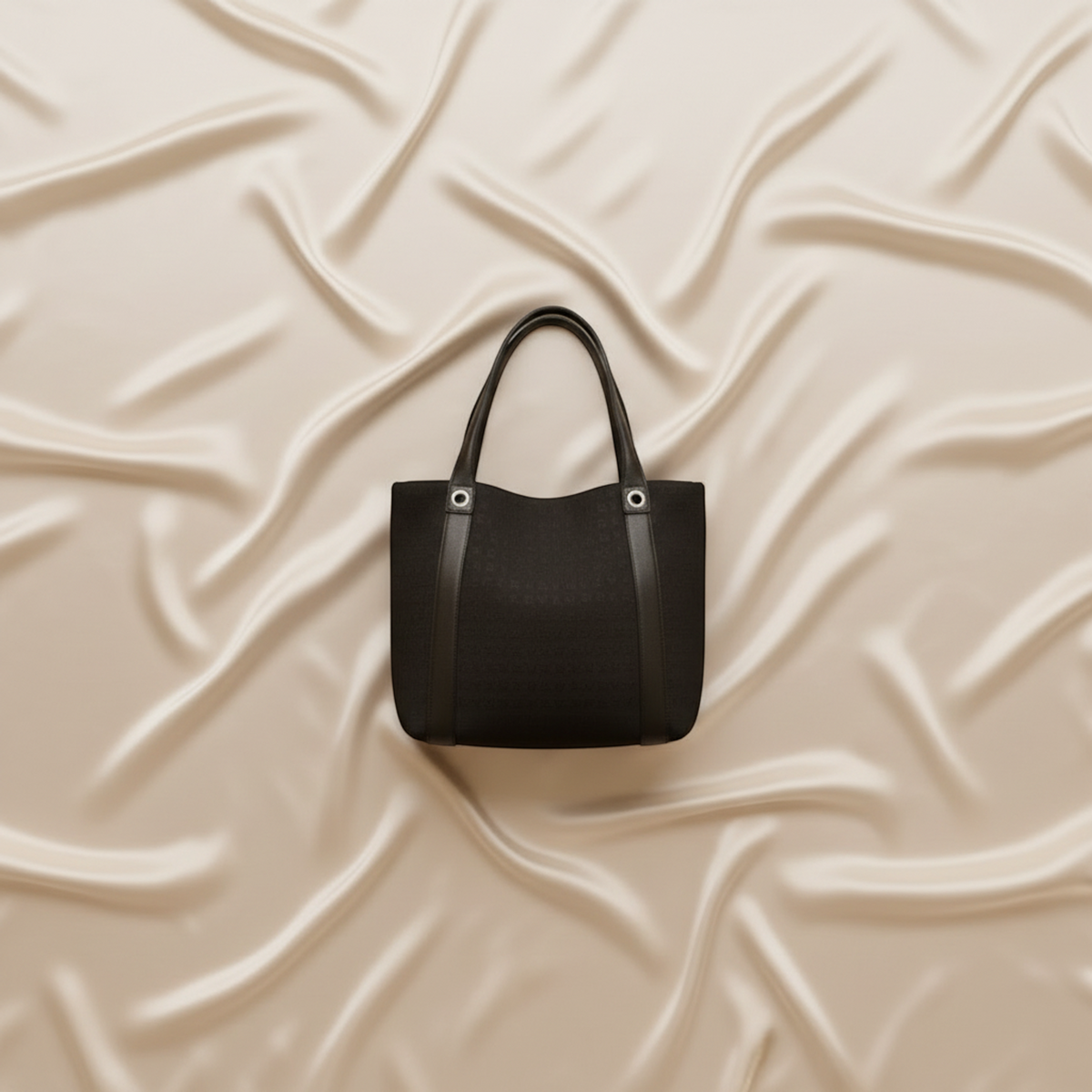 Bvlgari Logomania Agatha Shopping Medium Women's Canvas Tote Bag Black