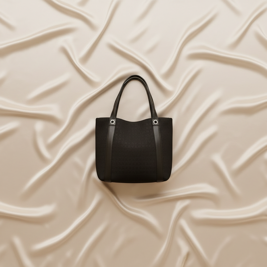 Bvlgari Logomania Agatha Shopping Medium Women's Canvas Tote Bag Black