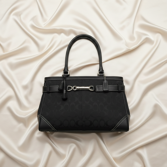 Coach Hamptons Large Carryall F08K07 Women's Canvas,Leather Shoulder Bag,Tote Bag Black