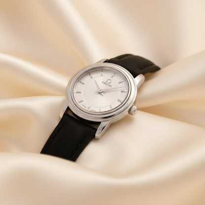 OMEGA De Ville Prestige Steel Leather Quartz Ladies Watch 4870.31.01 Polished