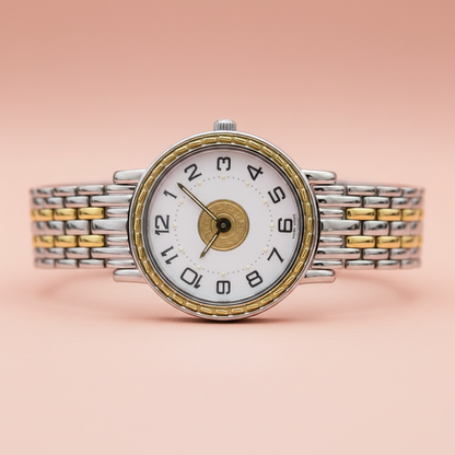 HERMES Sellier Gold Plated Steel Quartz Ladies Watch SE4.220 Polished