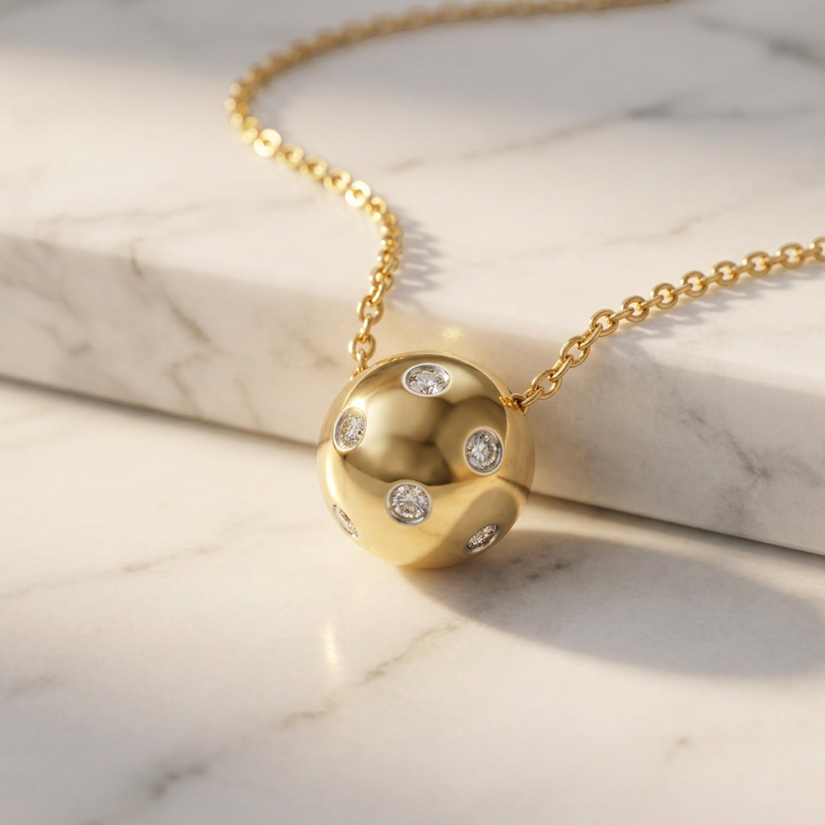 Tiffany Dots Ball Necklace Yellow Gold (18K),Platinum Diamond Women,Men Fashion Necklace (Gold)
