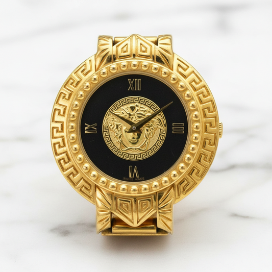 VERSACE Medusa Coin Watch Gold Plated Quartz Ladies Watch 7008002