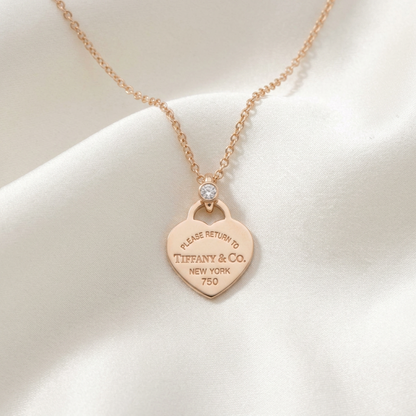 Tiffany Return To Tiffany Return To Tiffany Mini Heart Tag Pendant Pink Gold (18K) Diamond Men,Women Fashion Necklace (Pink Gold)