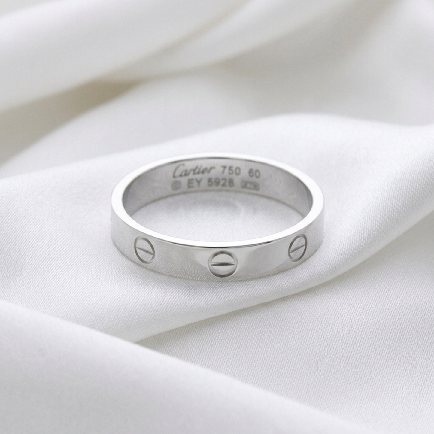 Cartier Mini Love Ring White Gold (18K) Fashion No Stone Band Ring Silver