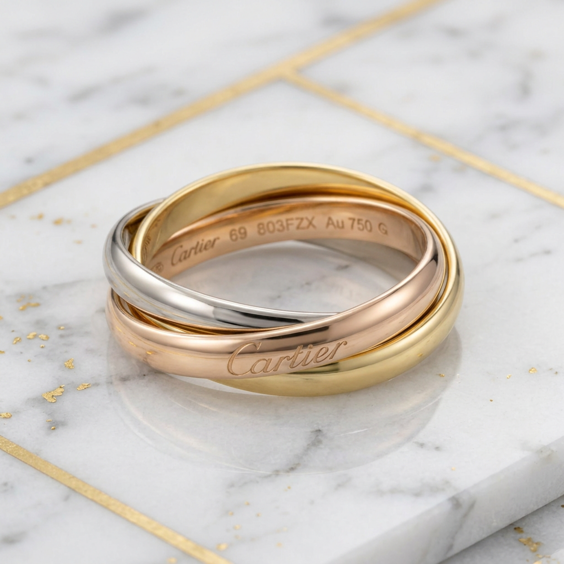 Cartier Trinity Ring Yellow Gold (18K),Pink Gold (18K),White Gold (18K) Fashion No Stone Band Ring Gold
