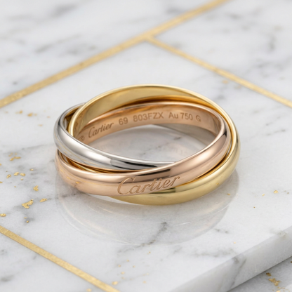 Cartier Trinity Ring Yellow Gold (18K),Pink Gold (18K),White Gold (18K) Fashion No Stone Band Ring Gold