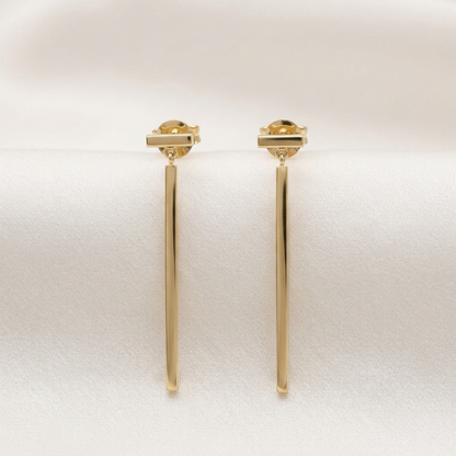 Tiffany T Wire Bar Earrings No Stone Pink Gold (18K) Drop Earrings Pink Gold