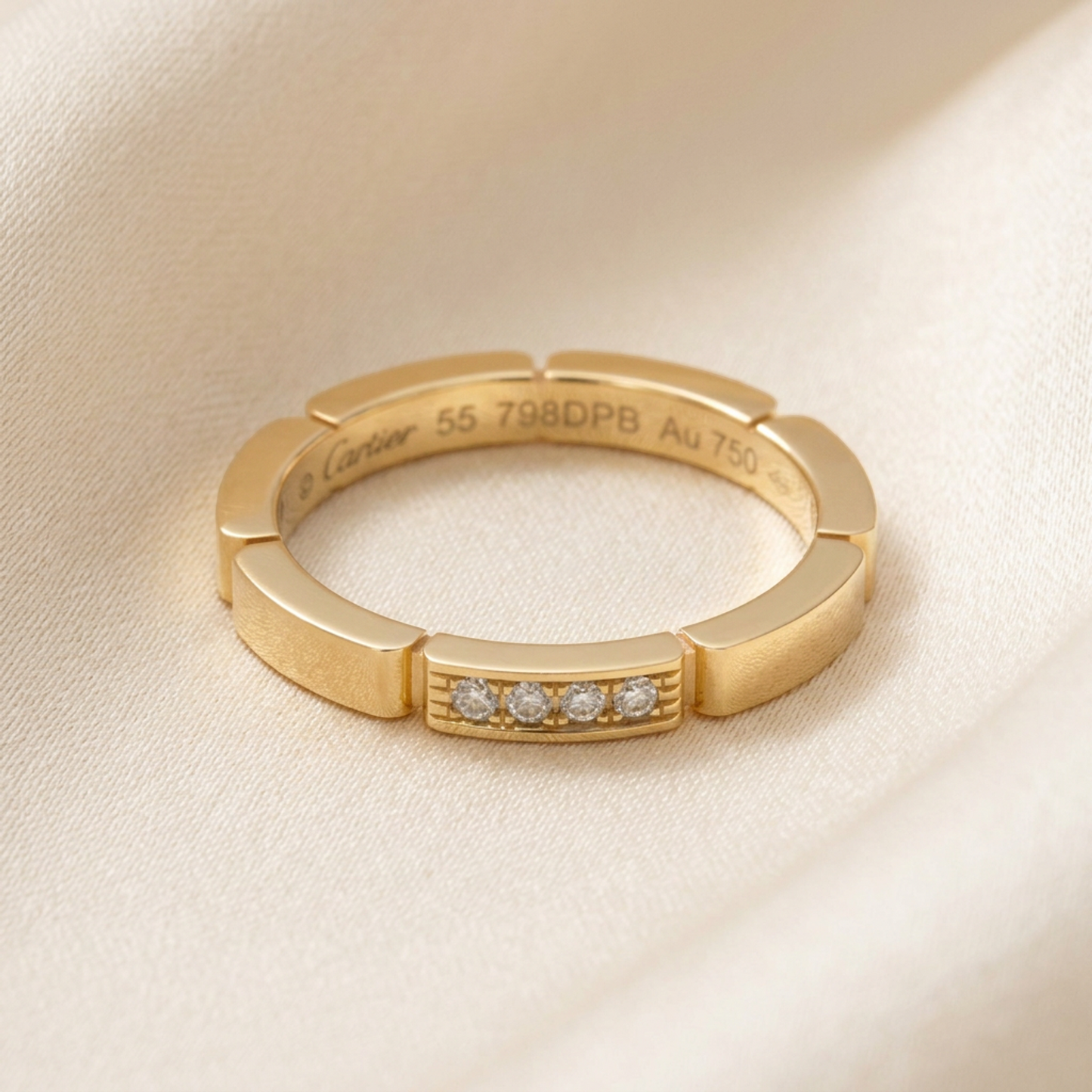Cartier Maillon Panthère Ring With 4 Diamonds Pink Gold (18K) Fashion Diamond Band Ring Pink Gold