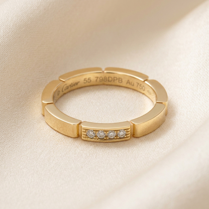 Cartier Maillon Panthère Ring With 4 Diamonds Pink Gold (18K) Fashion Diamond Band Ring Pink Gold