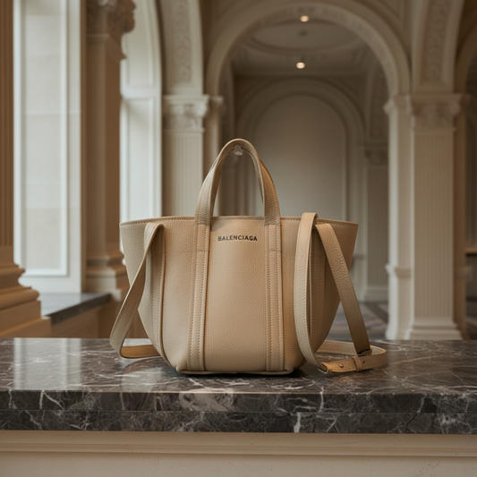 Balenciaga Everyday XS North South 672793 Women's Leather Tote Bag Beige