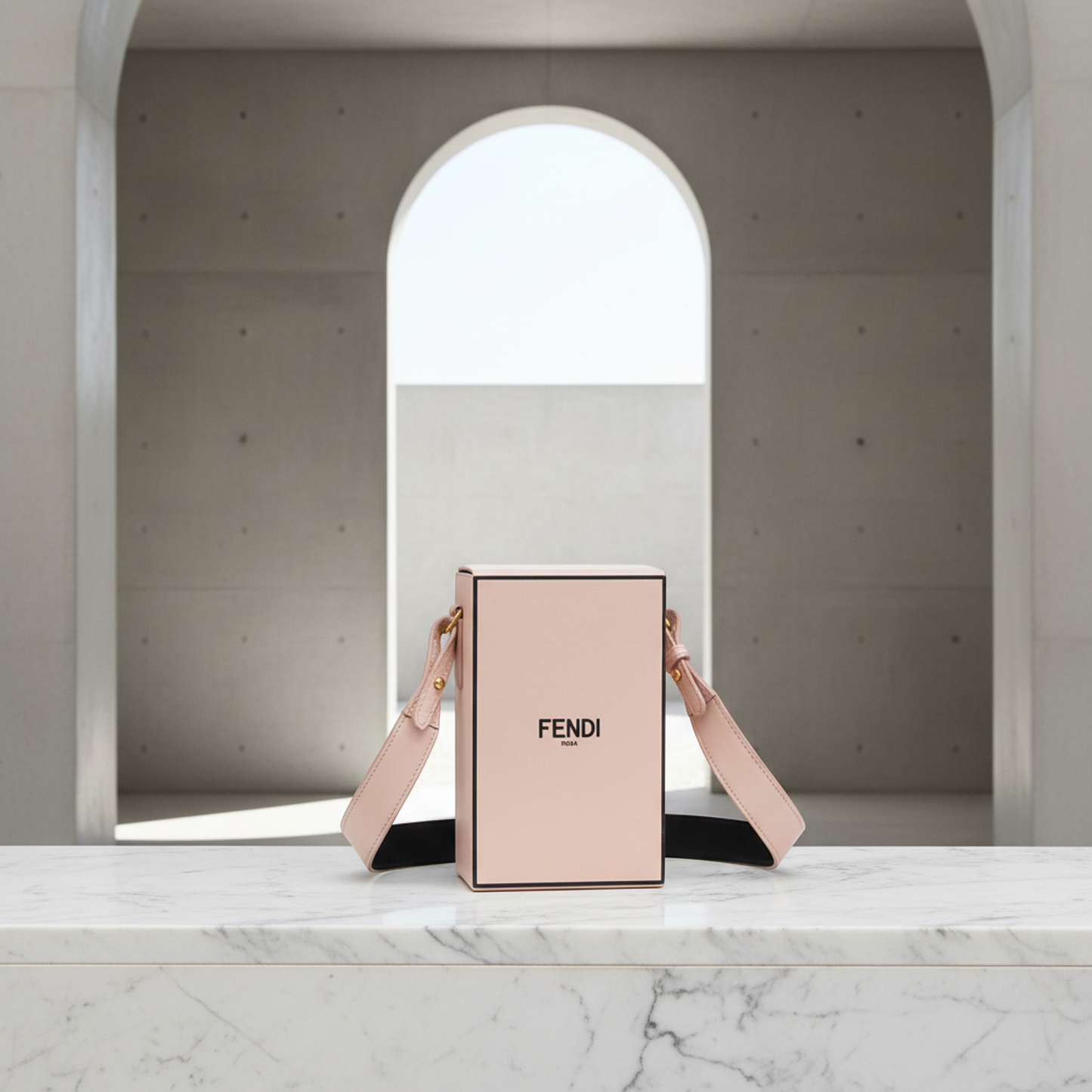 Fendi Box 8BT339 Women's Leather Shoulder Bag Pink