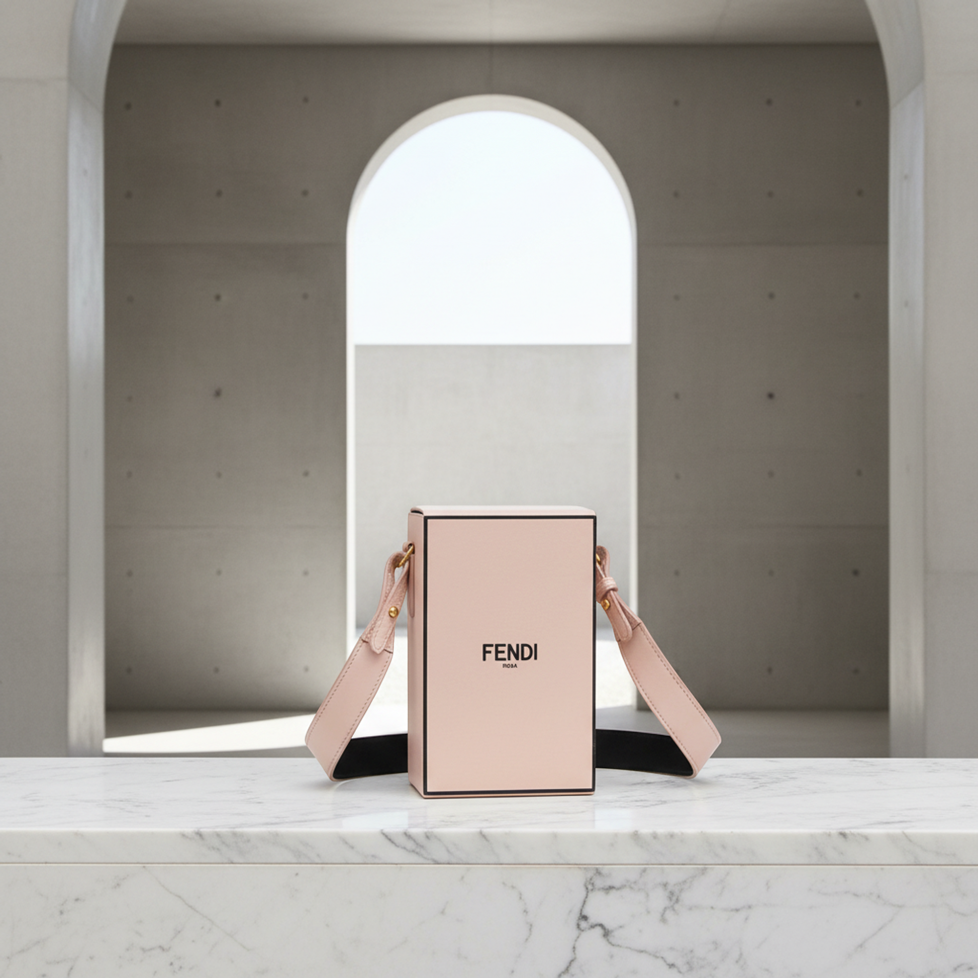Fendi Box 8BT339 Women's Leather Shoulder Bag Pink