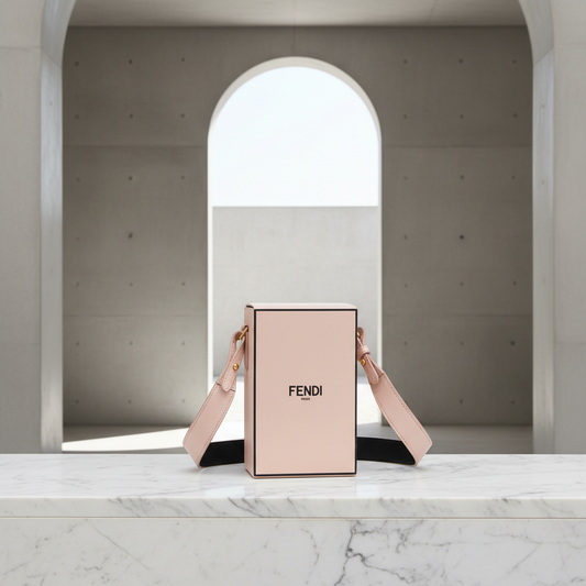 Fendi Box 8BT339 Women's Leather Shoulder Bag Pink