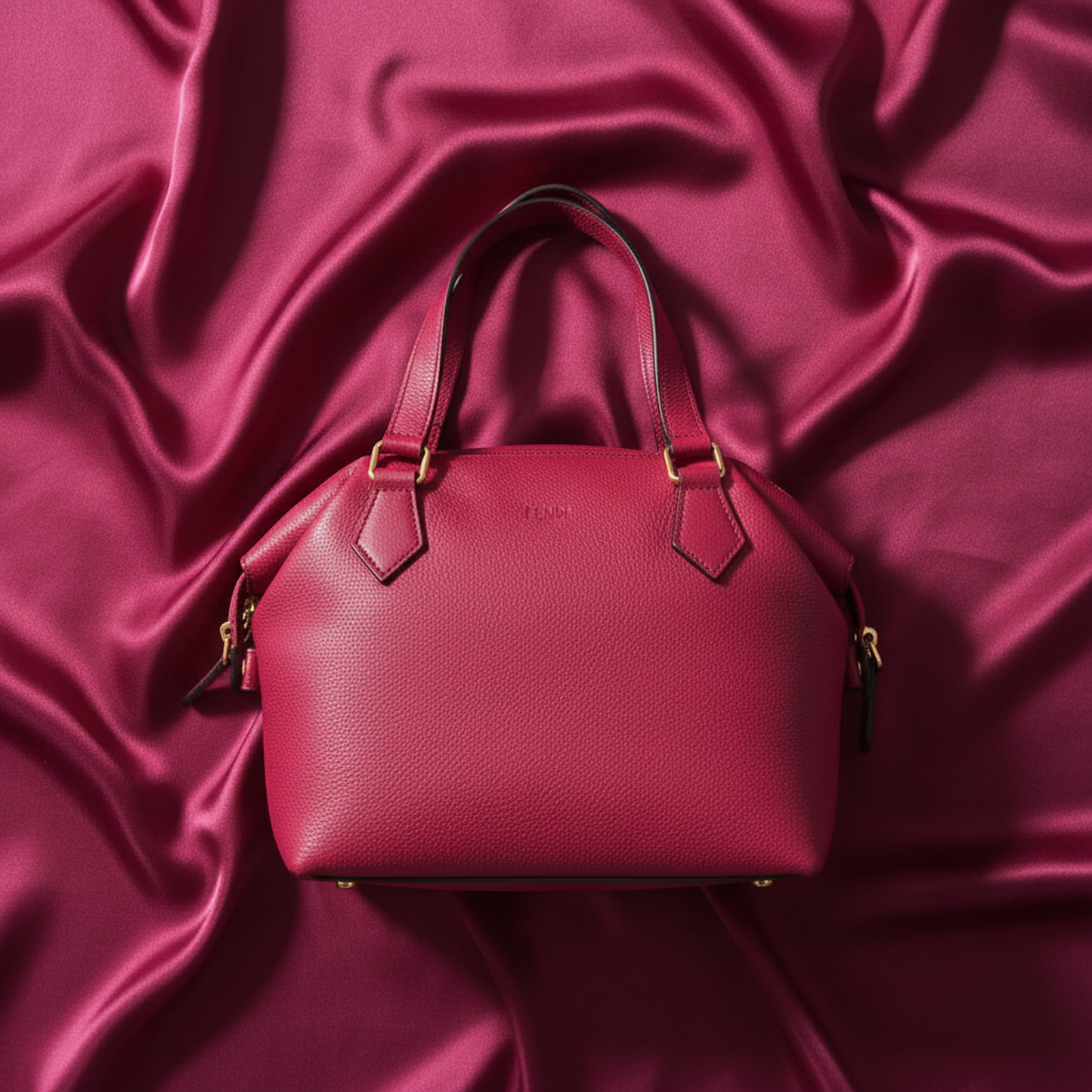Fendi 8BN249 Women's Leather Handbag Wine