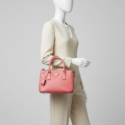 Prada Saffiano Galleria BN2316 Women's Leather Handbag,Shoulder Bag Pink