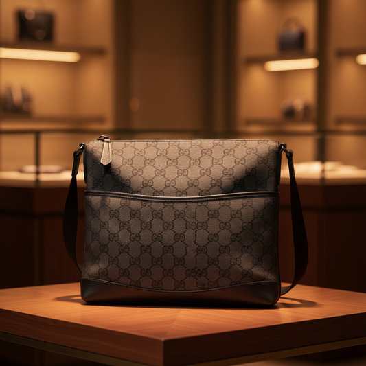Gucci GG Canvas 509635 Women,Men GG Canvas,Leather Messenger Bag,Shoulder Bag Black