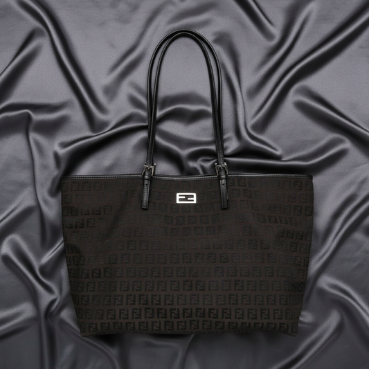 Fendi Zucchino 8BH127 Women's Zucchino,Leather Tote Bag Dark Brown