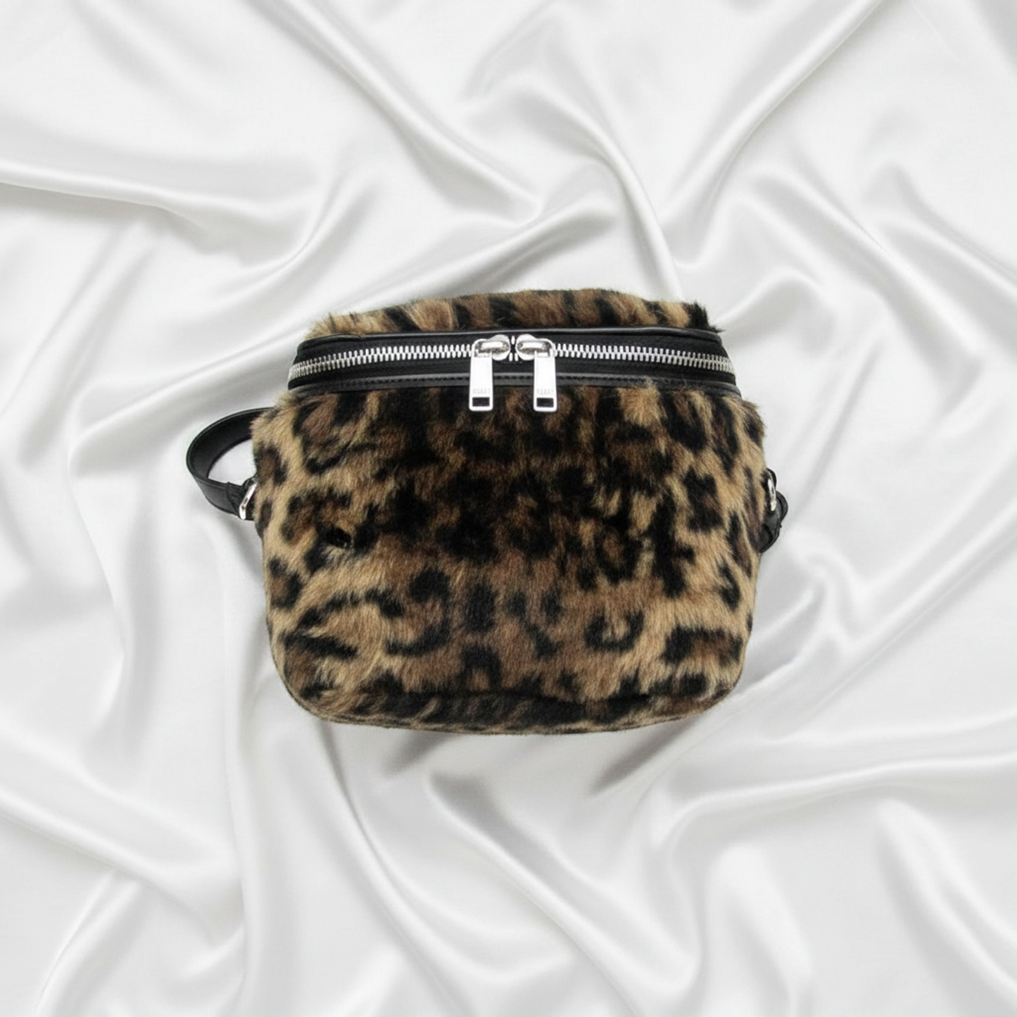Celine Fluffy Box Leopard Women's Leather,Faux Fur Shoulder Bag Beige,Black