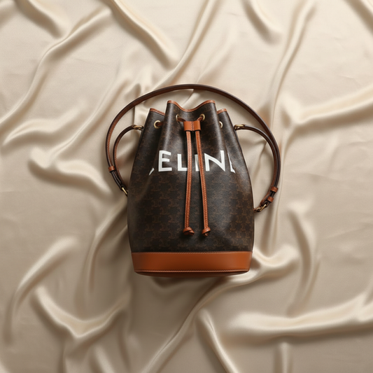 Celine Triomphe Medium Sailor Bag Women,Men PVC,Leather Shoulder Bag Brown,Dark Brown