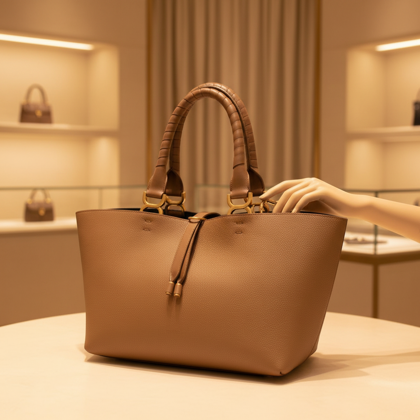 Chloé Marcy Women's Leather Tote Bag Beige