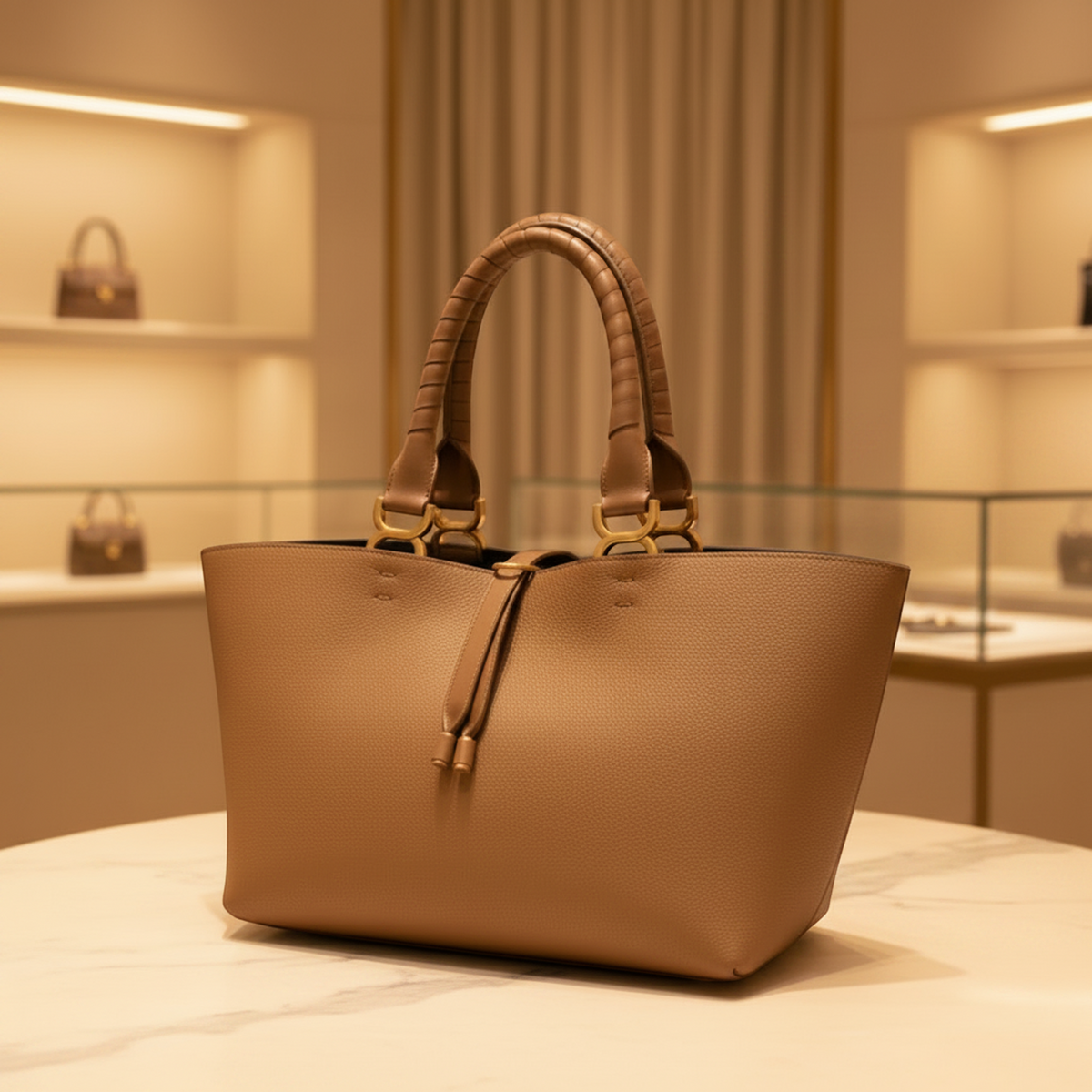Chloé Marcy Women's Leather Tote Bag Beige