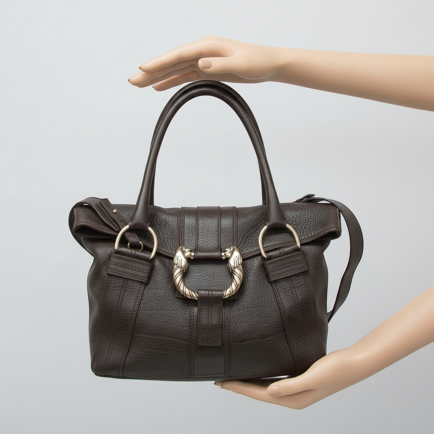 Bvlgari Leoni 34730 Women's Leather Handbag,Shoulder Bag Dark Brown