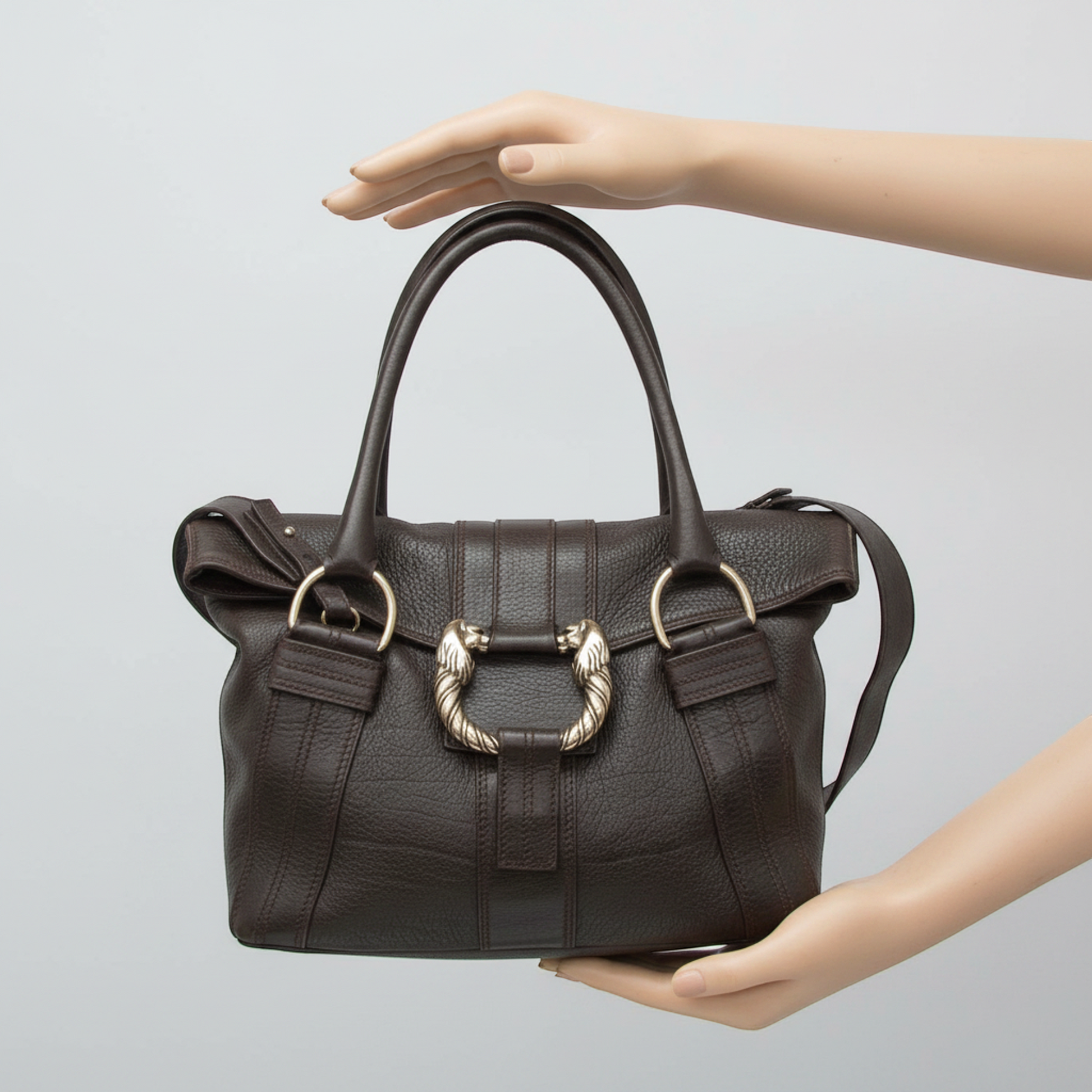 Bvlgari Leoni 34730 Women's Leather Handbag,Shoulder Bag Dark Brown