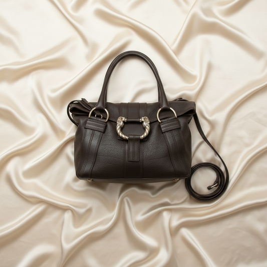 Bvlgari Leoni 34730 Women's Leather Handbag,Shoulder Bag Dark Brown