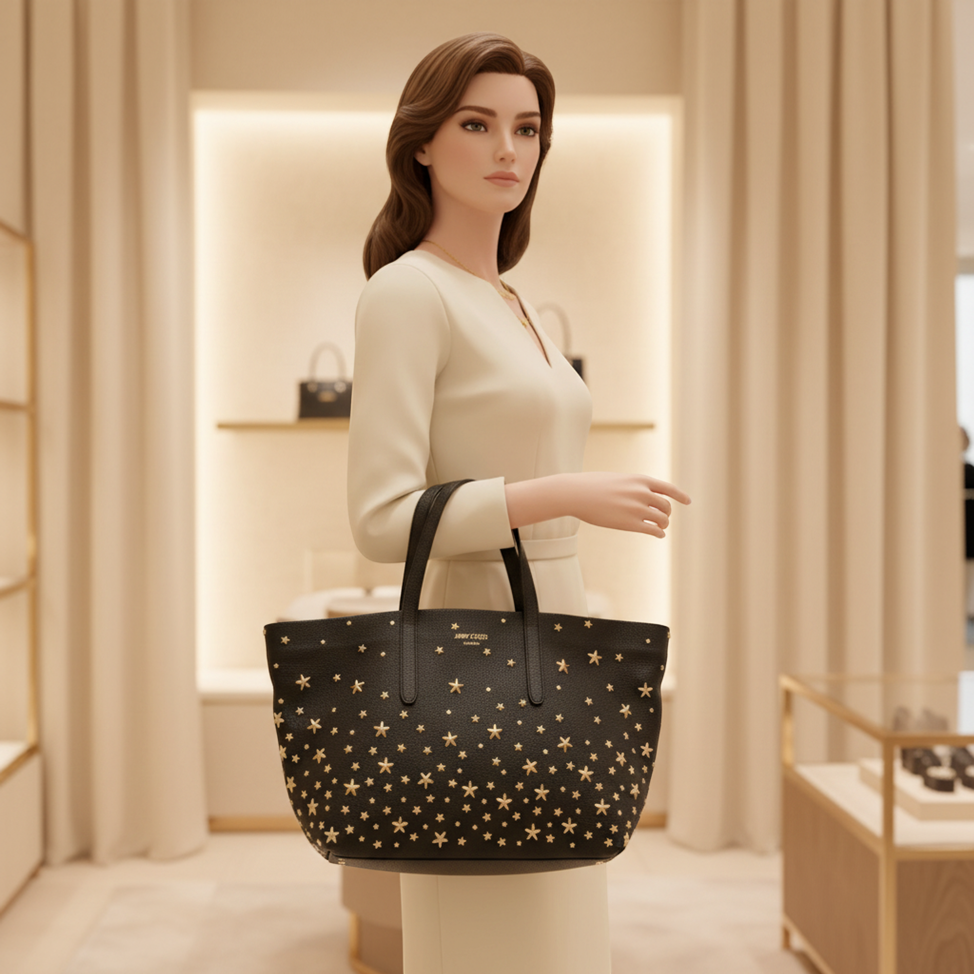 Jimmy Choo Sophia Medium Women,Men Leather Studded Tote Bag Black