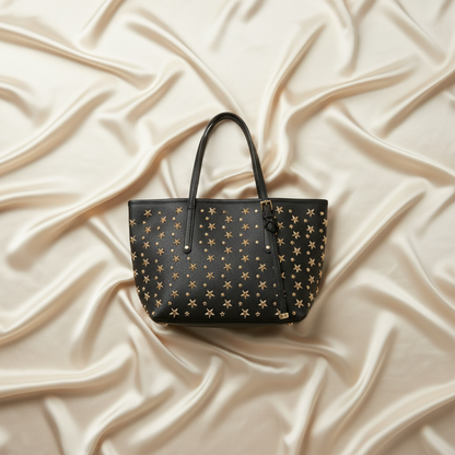 Jimmy Choo Sasha S Star Studs Women's Leather Tote Bag Navy