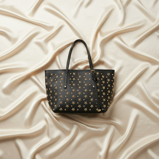 Jimmy Choo Sasha S Star Studs Women's Leather Tote Bag Navy