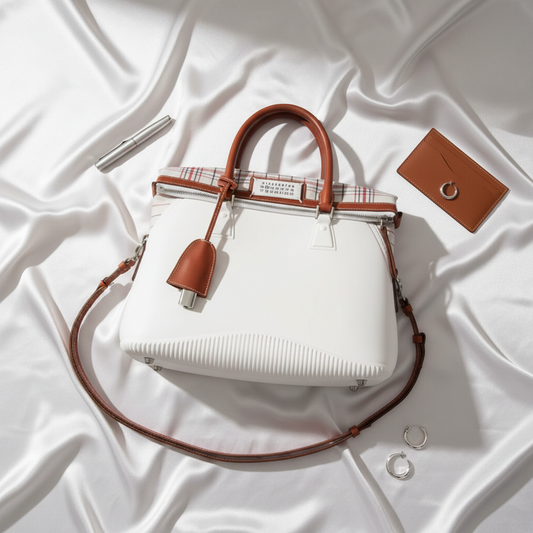Maison Margiela 5AC Bag Medium S61WG0107 Men,Women Rubber,Canvas Handbag,Shoulder Bag Brown,White