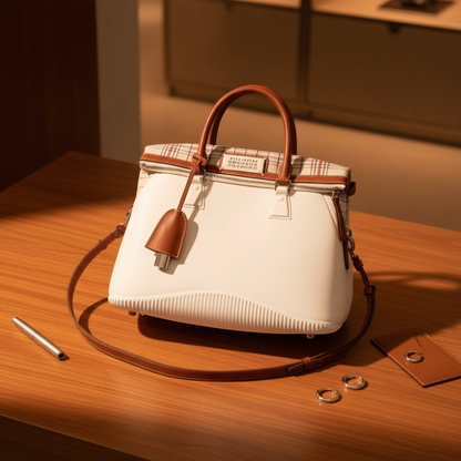 Maison Margiela 5AC Bag Medium S61WG0107 Men,Women Rubber,Canvas Handbag,Shoulder Bag Brown,White