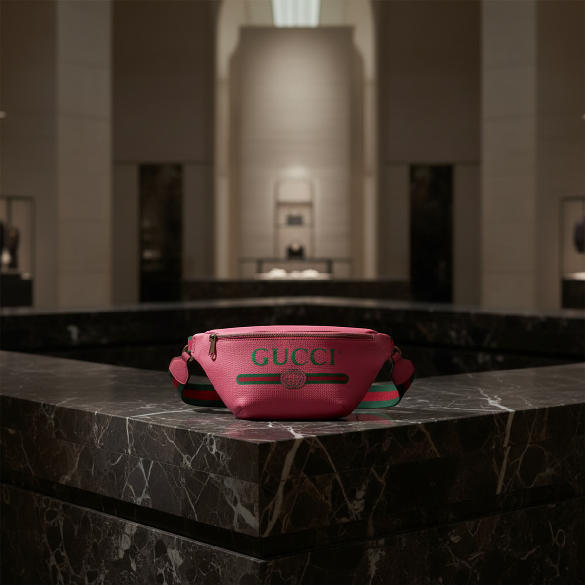 Gucci Logo Print 493869 Men,Women Leather Fanny Pack,Sling Bag Pink