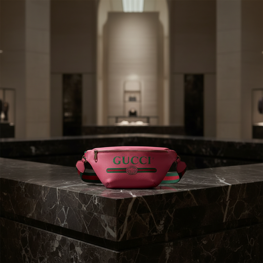 Gucci Logo Print 493869 Men,Women Leather Fanny Pack,Sling Bag Pink
