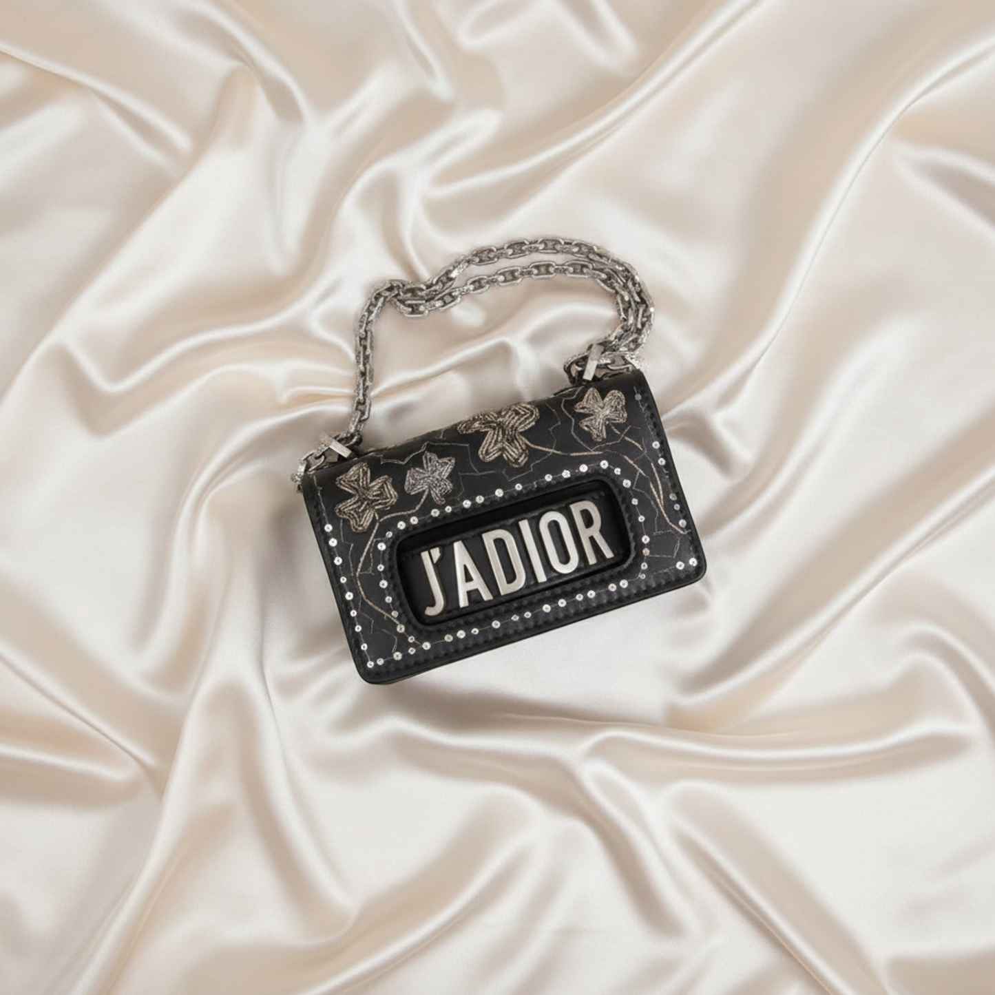 Christian Dior JADIOR Chain Shoulder Bag Women's Leather Handbag,Shoulder Bag Gold,Black