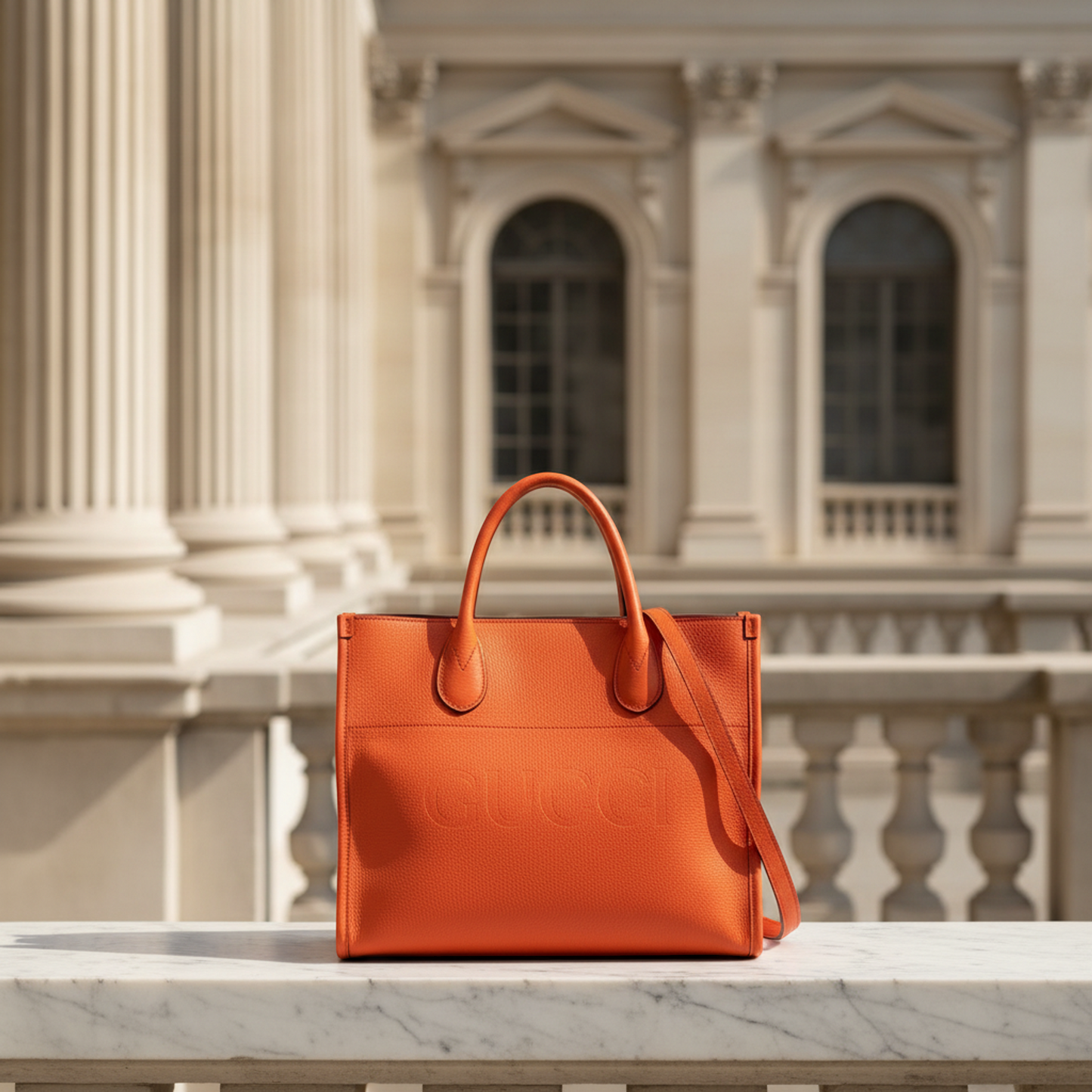 Gucci Logo Tote 674822 Women's Leather Handbag,Shoulder Bag Orange